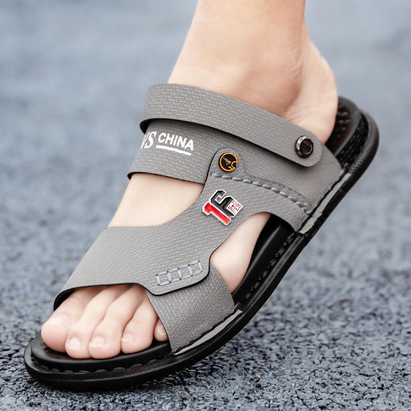 Summer slippers men's casual summer trendy fashion one-word slippers outside casual beach slippers men