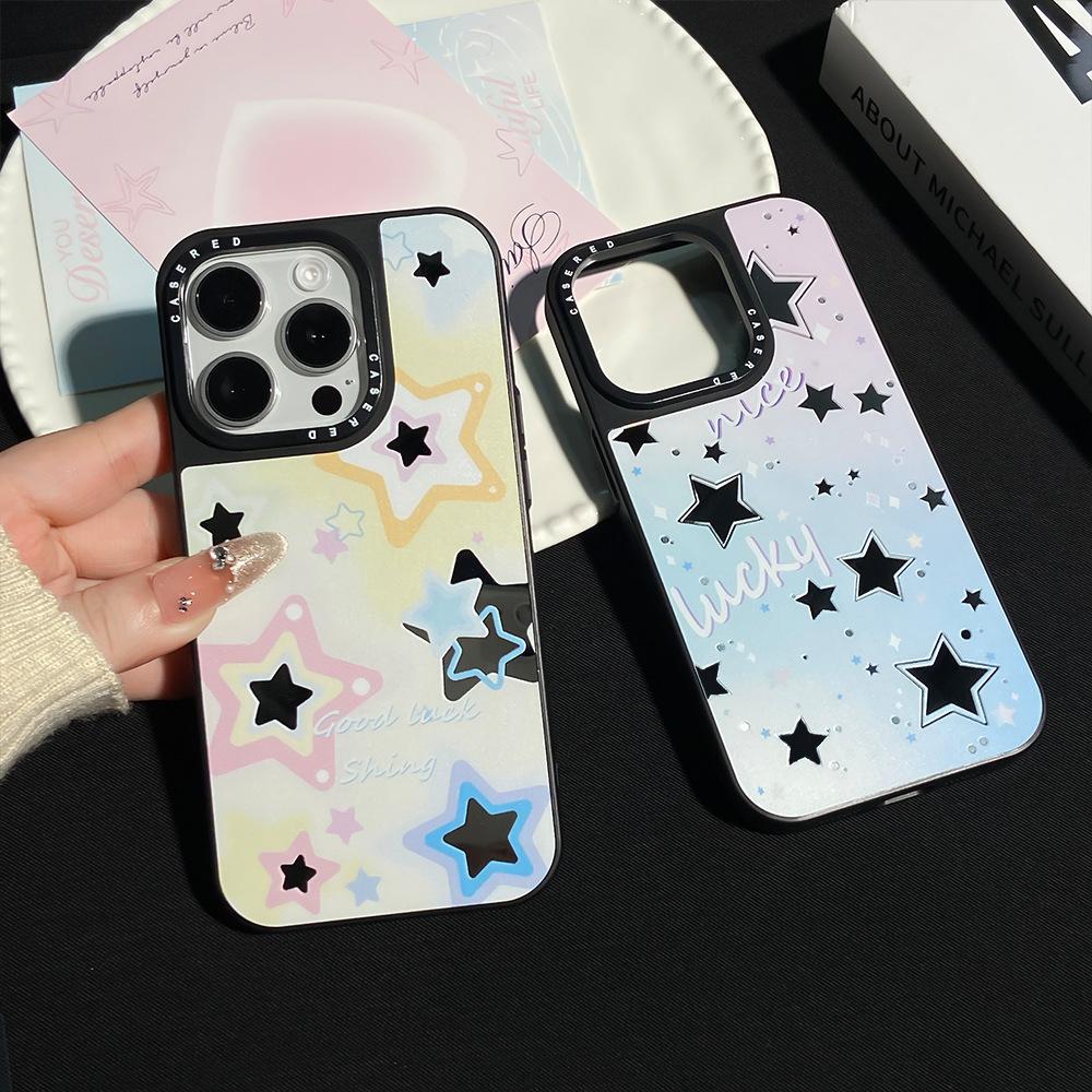 Apple 17/16Promax Gradual Change Star Mobile Phone Case iPhone13 Hollow Hard Case 14/15 Anti-drop Protective Case