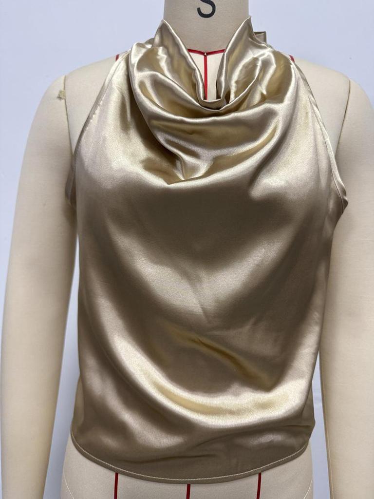 Women's Sexy Sleeveless Satin Shirt - Spring/Summer 2025 Collection