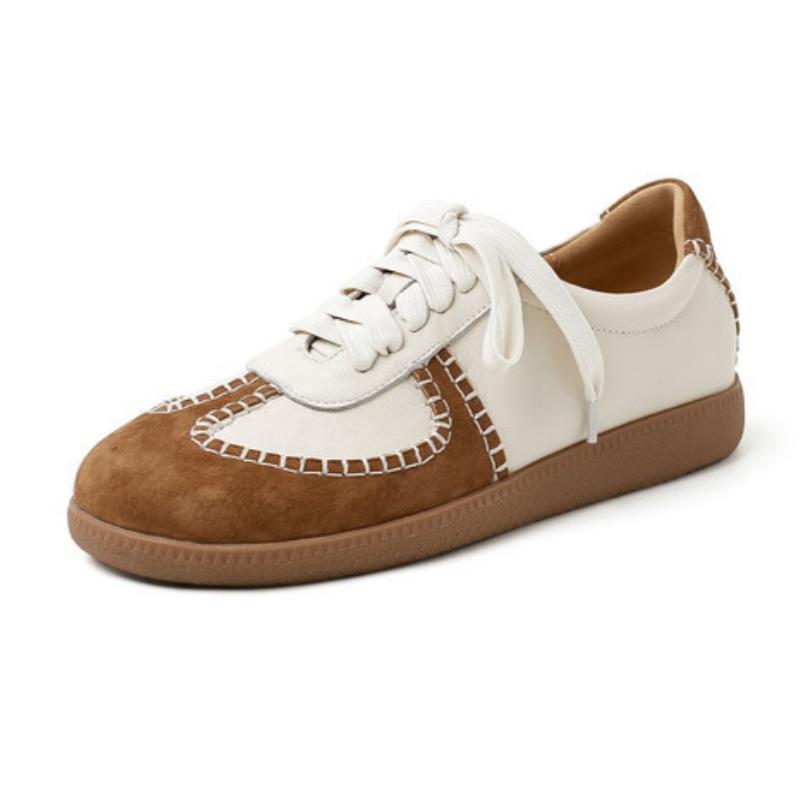 

Fashion German Trainning Shoes 2025 New Autumn Casual Sneakers Round Toe Thick Heel Platform Shoes Lace Up Soft Slip On Women Sneakers 40 коричневый