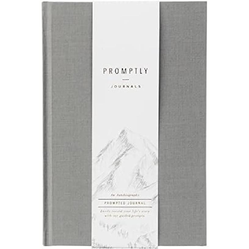 Promptly Journals, My Autobiography: From Birth to Golden Years (Grey, Linen) | Prompted Autobiography Journal | Life Story Journal | Journal for серый