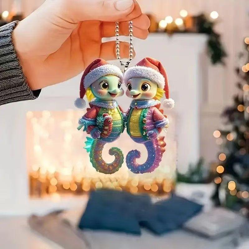 Acrylic Flat Animal World Christmas Holiday Party Ornaments Christmas Tree Decorative Pendants