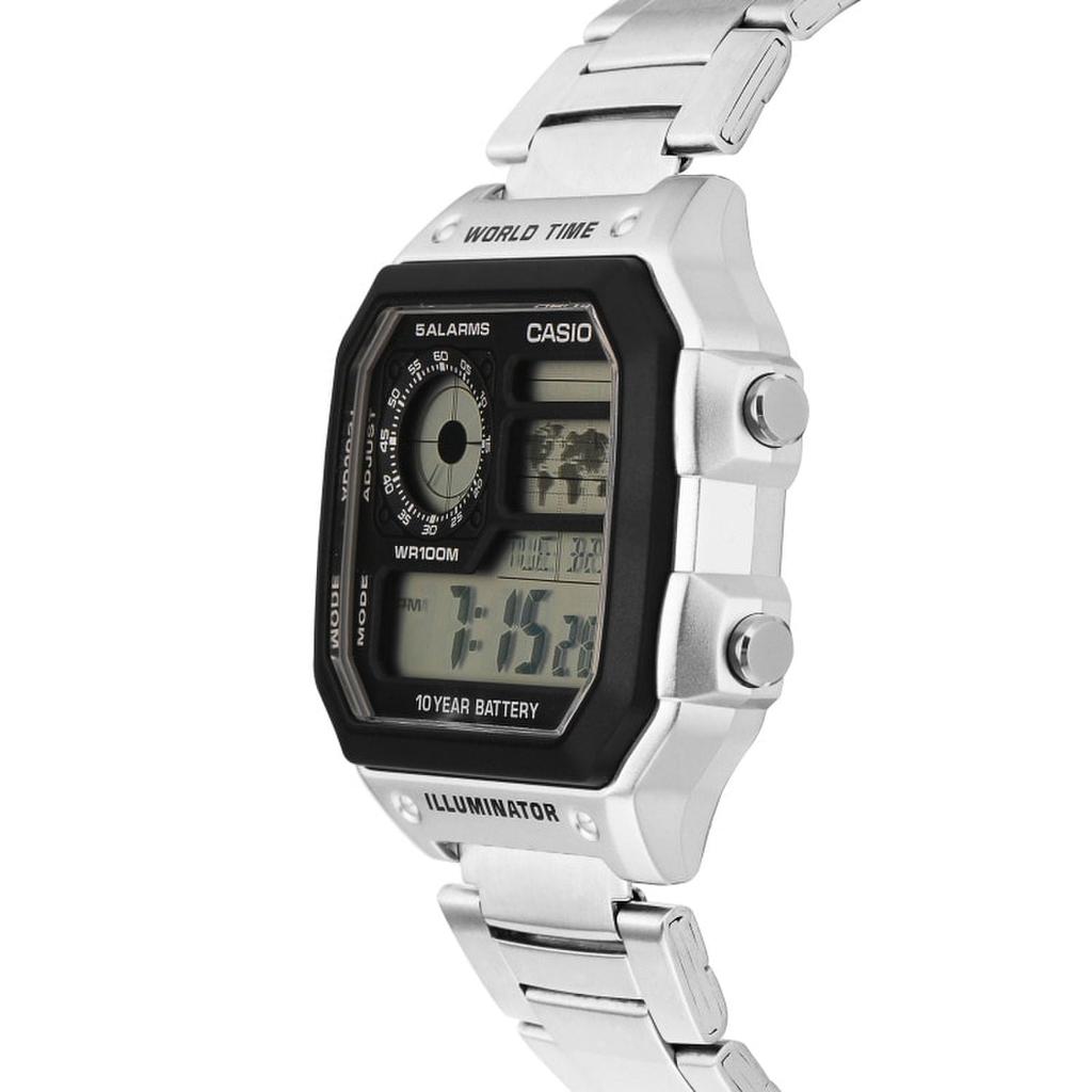 [Casio] AE-1200WHD-1AVDF (AE-1200WHD-1A) Digital Square Sports Military World Time Men's Metal Watch