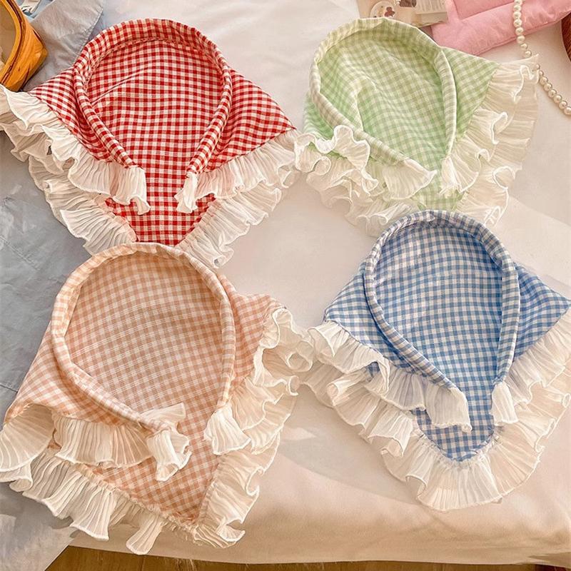 Lace Triangle Hair Scarf Headband Countryside Style Innovative Design Lotus Leaf Edge Mesh Sweet Girls Hair Accessories Gift