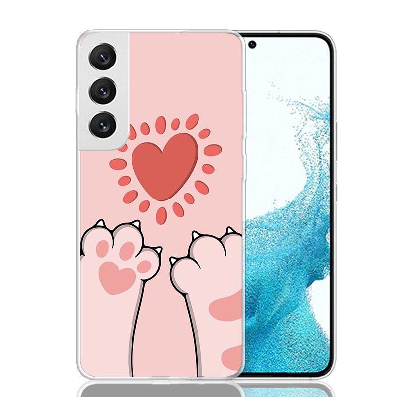 Cat Footprint Funny Paw Cute Phone Case For Samsung Galaxy S26 Ultra S23 S24 S25 Edge S20 FE S21 S22 Plus Soft Print Shell Cover