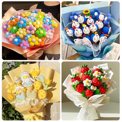 Clay Bouquet DIY Kit: Complete Set for Kids - White, Red, and Colorful Space Clay for Creative Handmade Flower Crafts