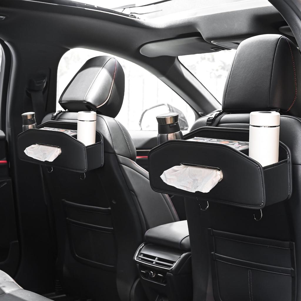 JEYODA Car Tissue Box with Seat Back Multifunctional Storage Tissue Drink Backseat PU Easy Car Car Car Convenient Item Hook, Box, Box, Holder,