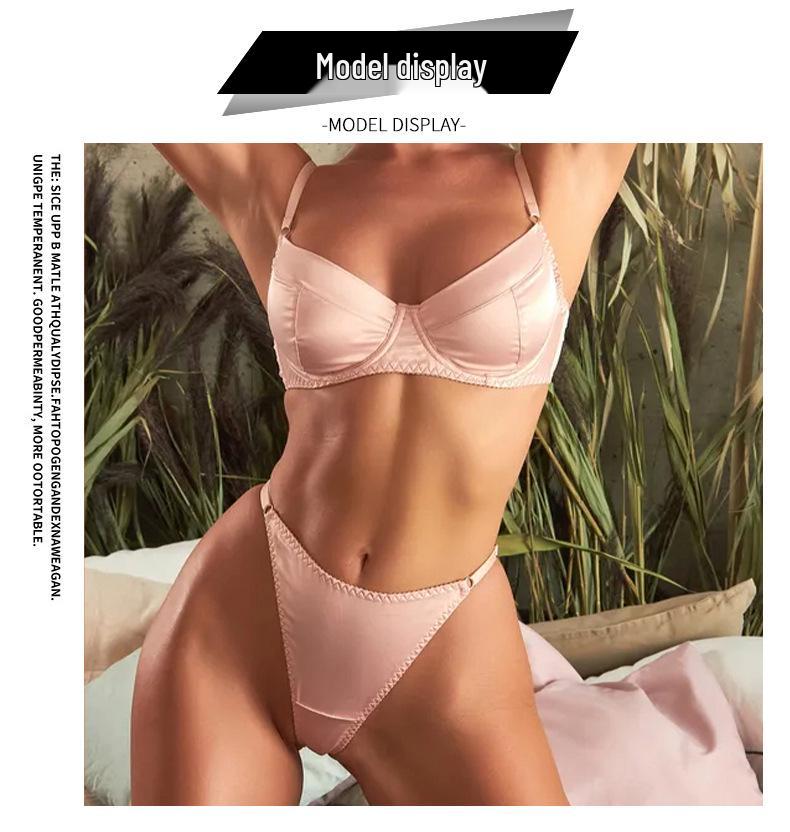 Popular Russia Satin Lingerie: Slim-Fit Anti-Sag Bra Set for Enhanced Shape