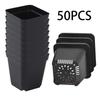50pcs Starter Pots Plant Nursery Pots Seed Starting Pots Plastic Flower Plant Container Seedling Cups Square Black Seedling Pots