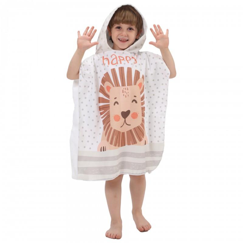 Microfiber Kids Towel Robe With Print Design - Quick Dry Beach Swimming Pool Outdoor Use 60x60 cm