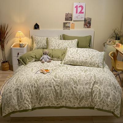 Category A Maternal and Infant Grade Washed Cotton and Linen Bed Cotton Four-piece Set and Three-piece Set Pure Cotton Bed Sheet and Quilt Cover