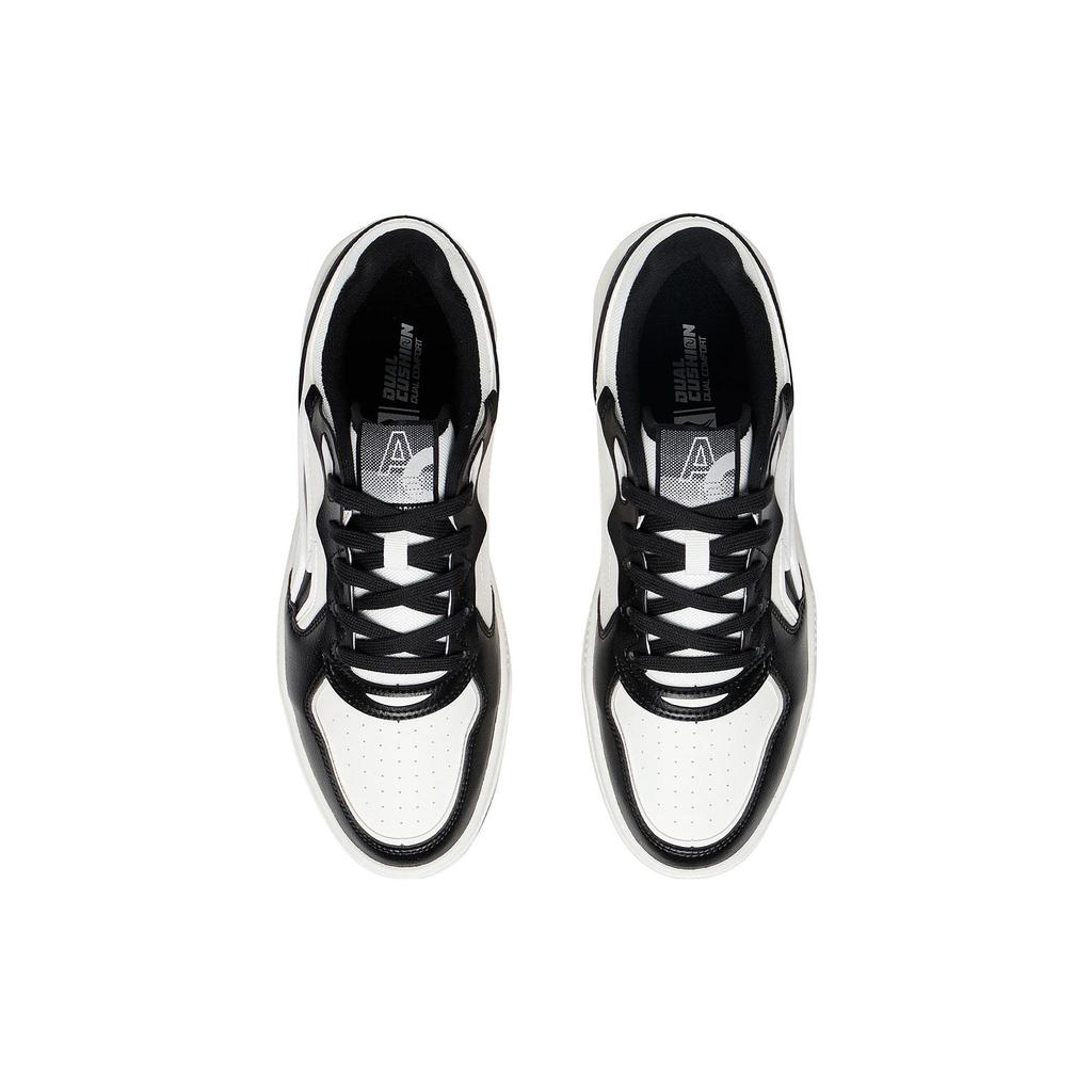 Li Ning Qingchao Synthetic Leather Slip Resistant Abrasion Resistant Low Top Skateboard Shoes Men's White Black AGCT009-4