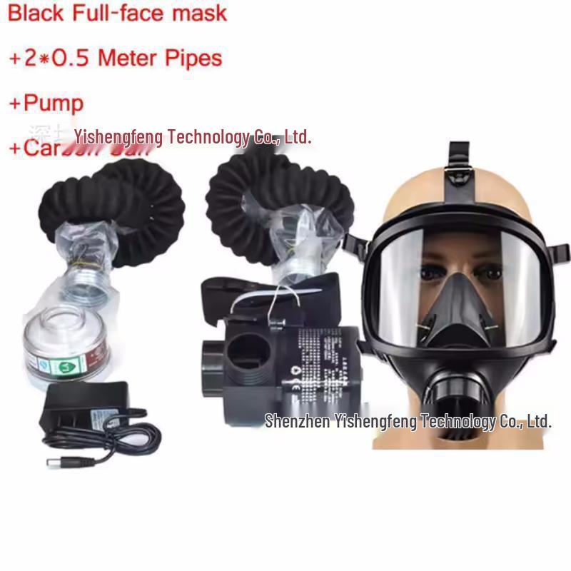 Rechargeable Electric Air Supply Full Face Respirator Mask with Long Tube and Dust/Gas Filters