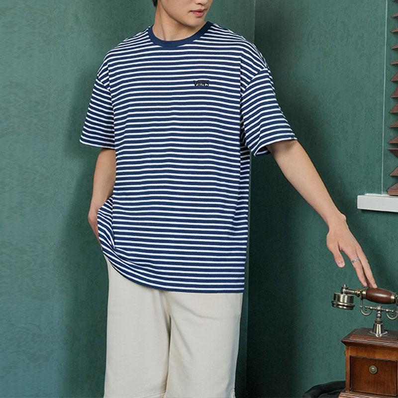Vans Striped Loose Fit Crew Neck Short Sleeve T-Shirt Unisex Tops Blue White VN000FR2CGI1