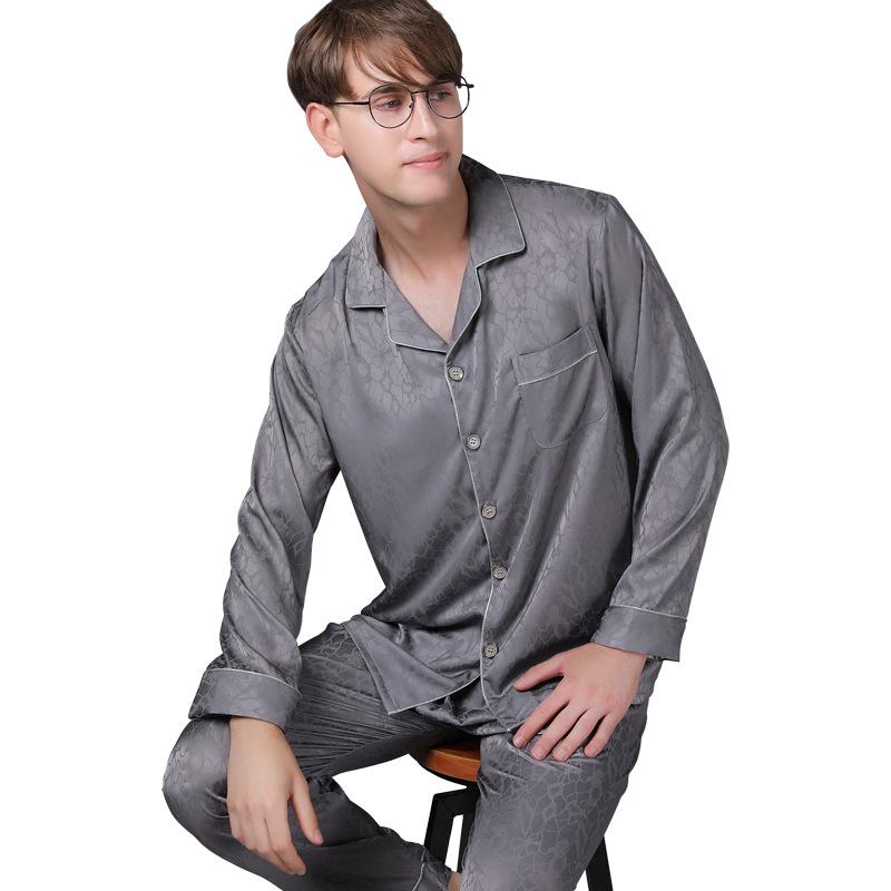 Men's Long Sleeve Silk Pajama Set - Spring & Autumn