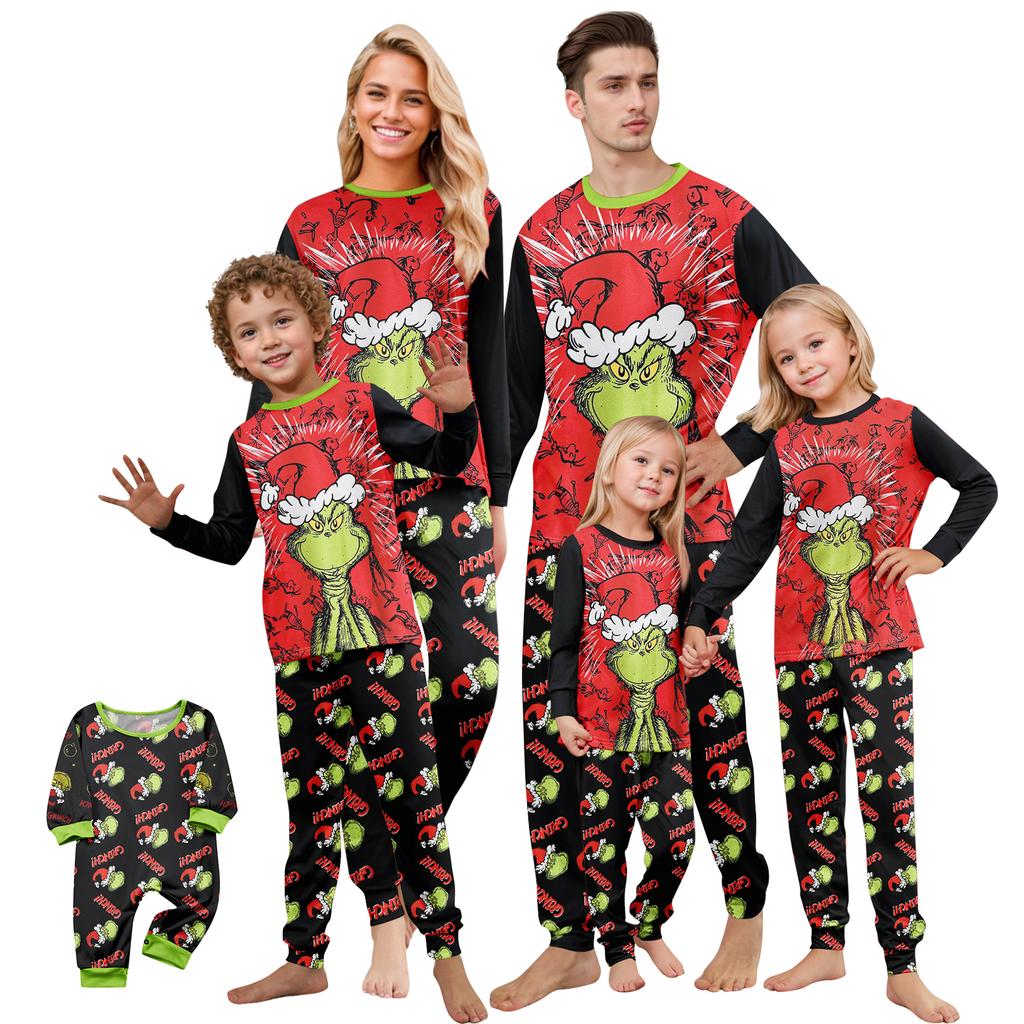 Druk Piżamy Słodki Zestaw Rodzinny, Ubrania Domowe, Zestaw Rodzinny Top z Długim Rękawem Spodnie