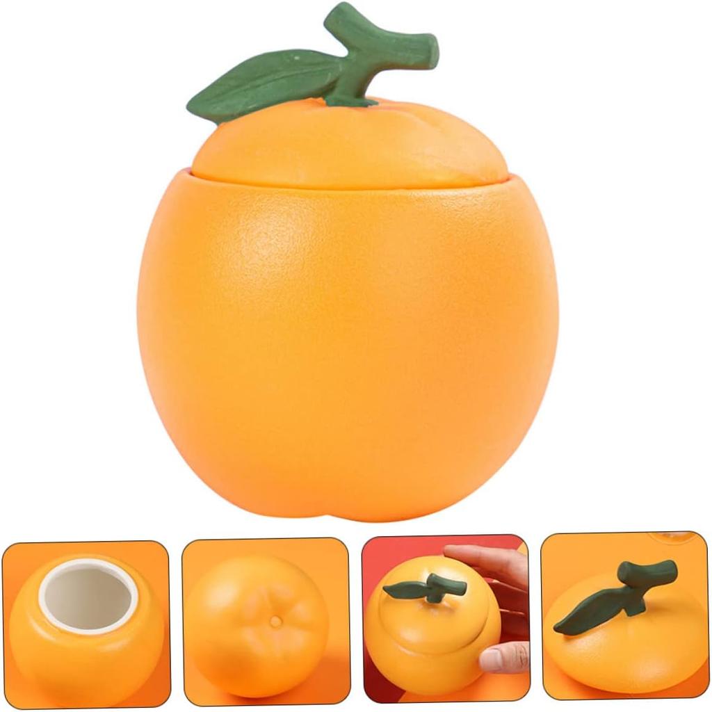 1 Ceramic Tea Jar, Fruit Shaped Container with Lid Decoration, Ceramic Food Storage Jar for Dining Table Decoration
