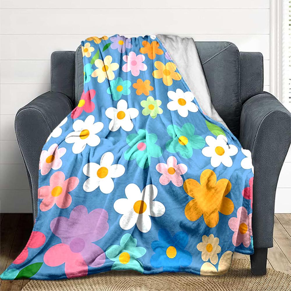 1pc Floral Pattern Blanket Warm, Cozy, And Soft, Suitable for Sofas, Beds, Cars, And Office Use.Perfect for Camping And Travel, Making It a Great Gift