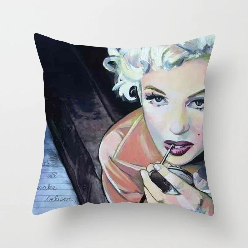 Marilyn Monroe Cushion Cover Decorative Polyester Sofa Throw Pillow Cover Retro Women Super Stars Pillowcase Home Decor 45X45CM