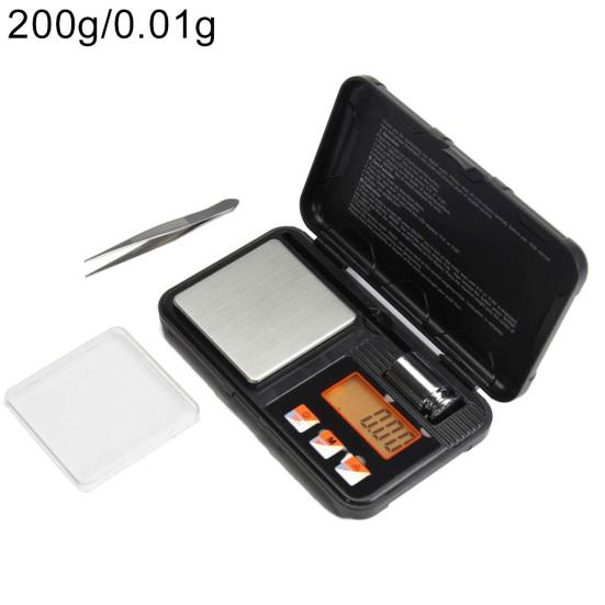 

Практичные мини-весы с ЖК-дисплеем, черными карманными весами с автоматическим отключением и полезными функциями 200g/0.01g