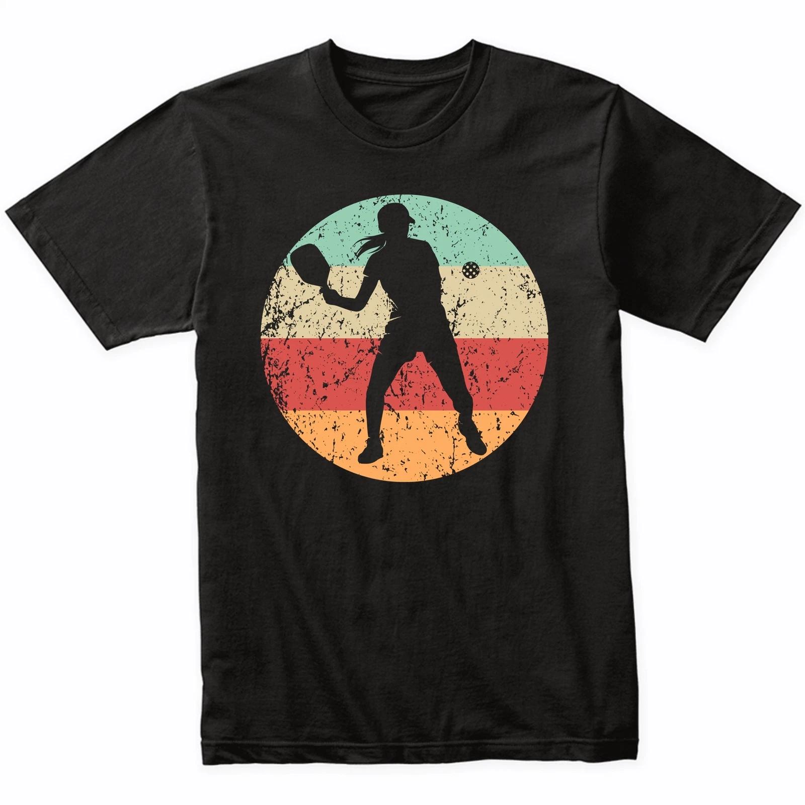 

Retro Pickleball Player Female Athlete Girls Sports T-Shirt (Retro Colors) 2XL