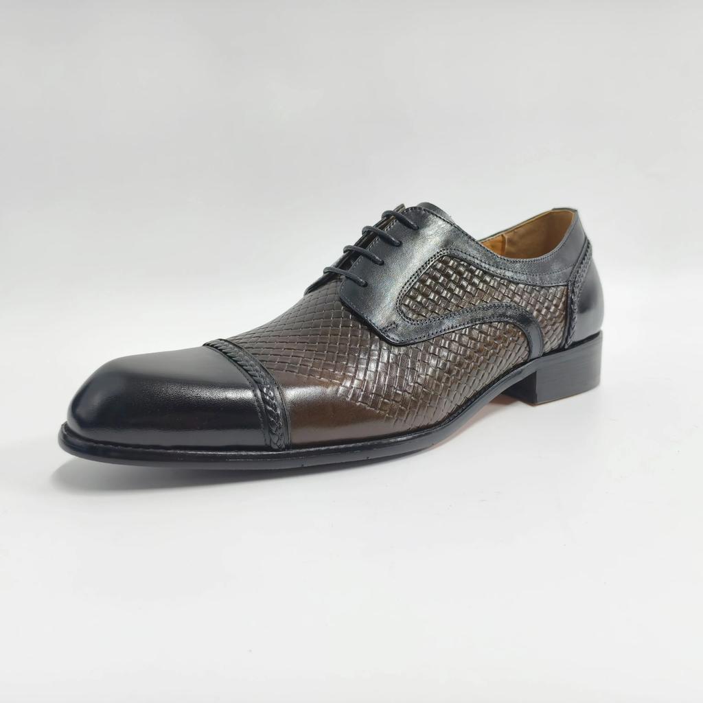 Fashion Classic Oxford Men Shoes Cowhide Business Derby Shoe New Style Handmade System Printing Dress Wedding Party Formal Man Footwears