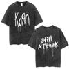 Übergroßes Vintage-Kurzarm-T-Shirt im Acid-Wash-Look mit ikonischem Korn The Serenity of Suffering Puppen-Grafikdruck