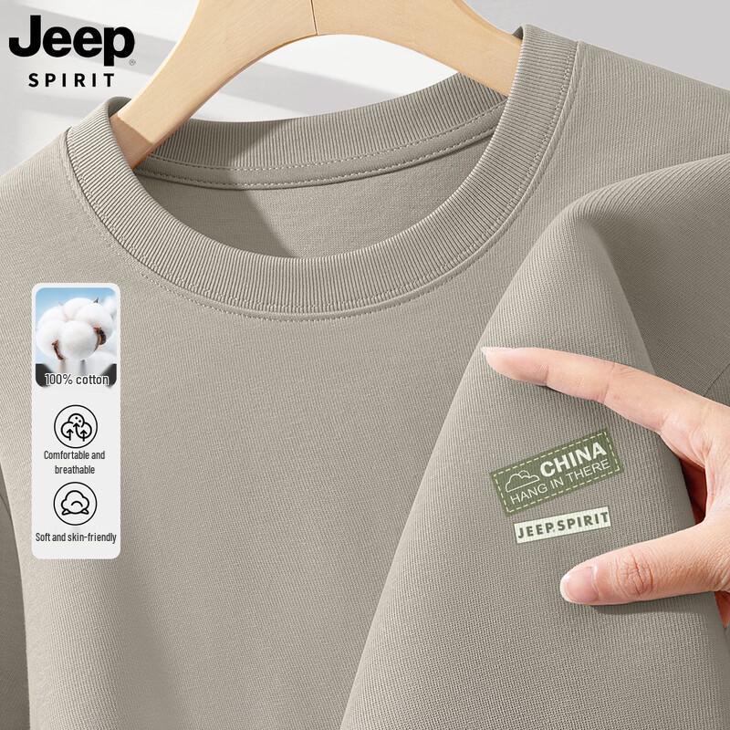 JEEP SPIRIT Men s 2025 Heavyweight Cotton Short Sleeve T-Shirt 3XL