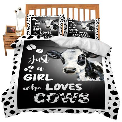 Cow Three-Piece Quilt Cover 3D Digital Printing Bedding Set Bed Cover