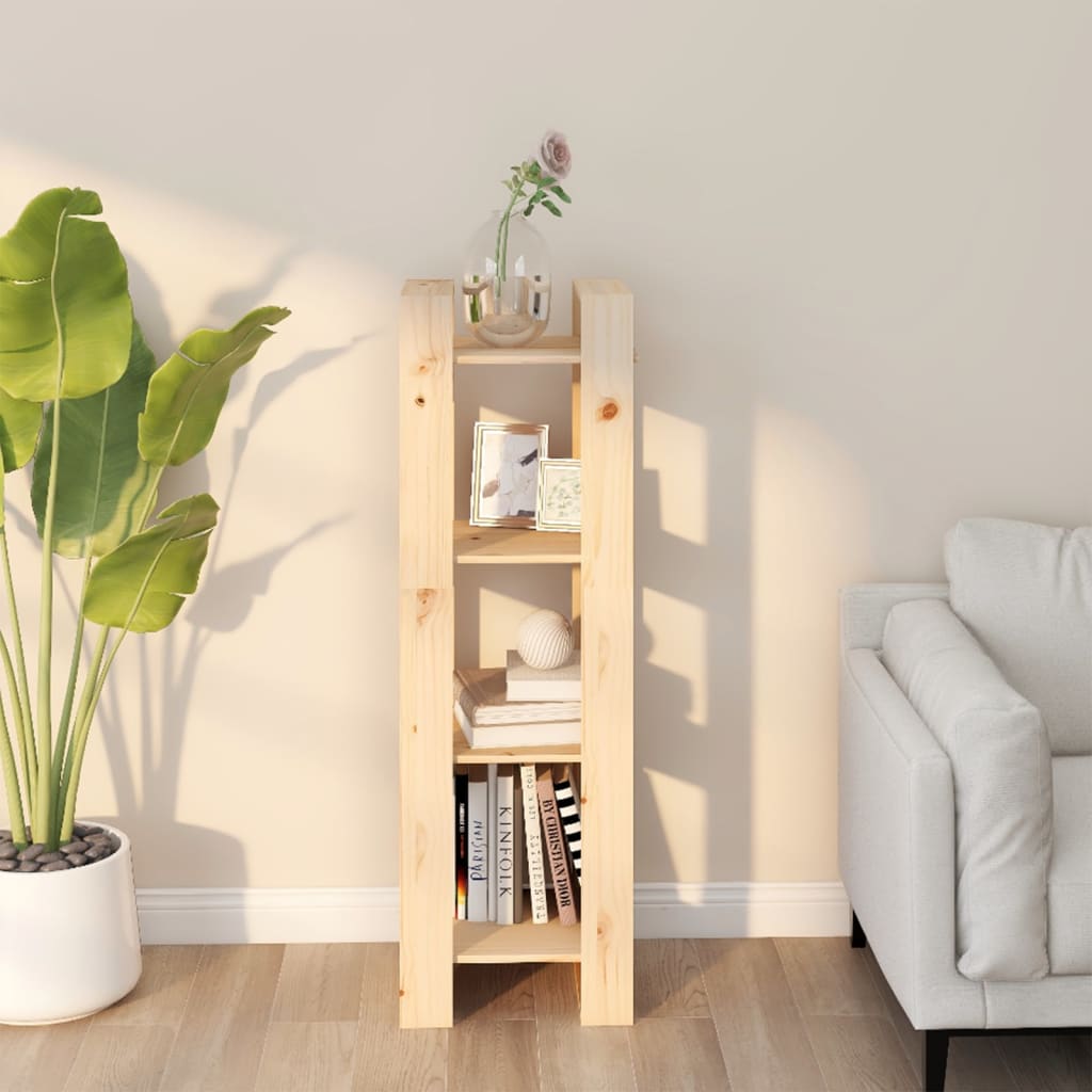 Vidaxl Bookshelf/Room Divider, 41X35X125 Cm, Solid Pine Wood