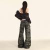 Women's American Camouflage Straight Cargo Pants - 2025 Spring/Autumn Collection, High-Waist Loose Fit Wide Leg.