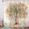 Colorful tree flower shower curtain fabric bathroom decoration with 12 hooks 180x 180cm bathtub shower curtain