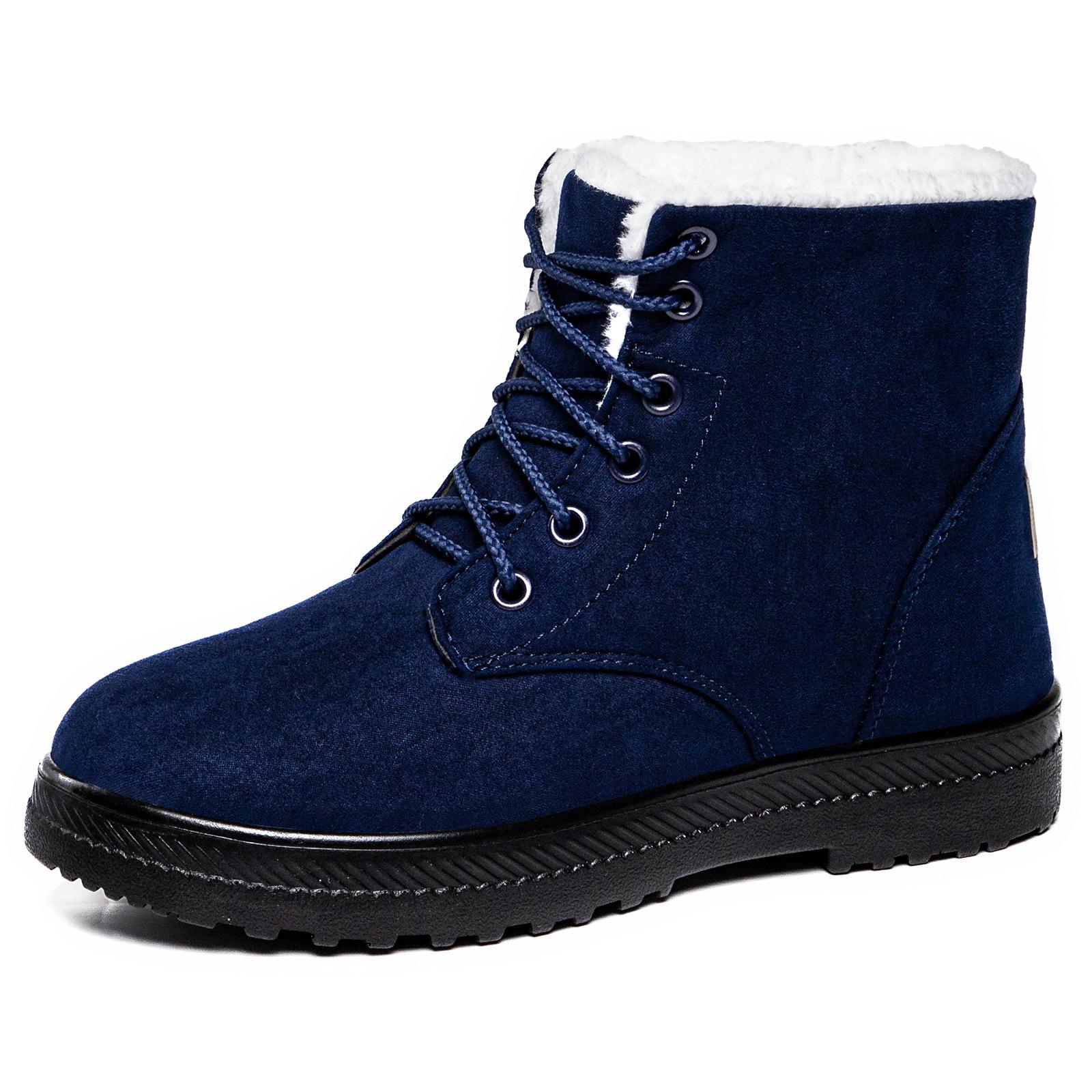 

Men Women Winter Boots LaceUp ThickSole New Thickened short plush lace snow women s thick soled shoes plus size warm cotton free shippiing 35