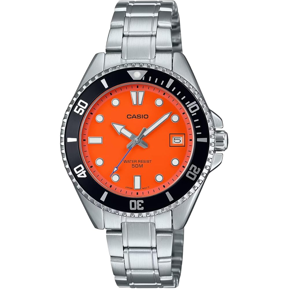 Casio Standard Analog Watch MDV-10D-4A1V Orange Metal Band for Boys, Ladies, and Girls