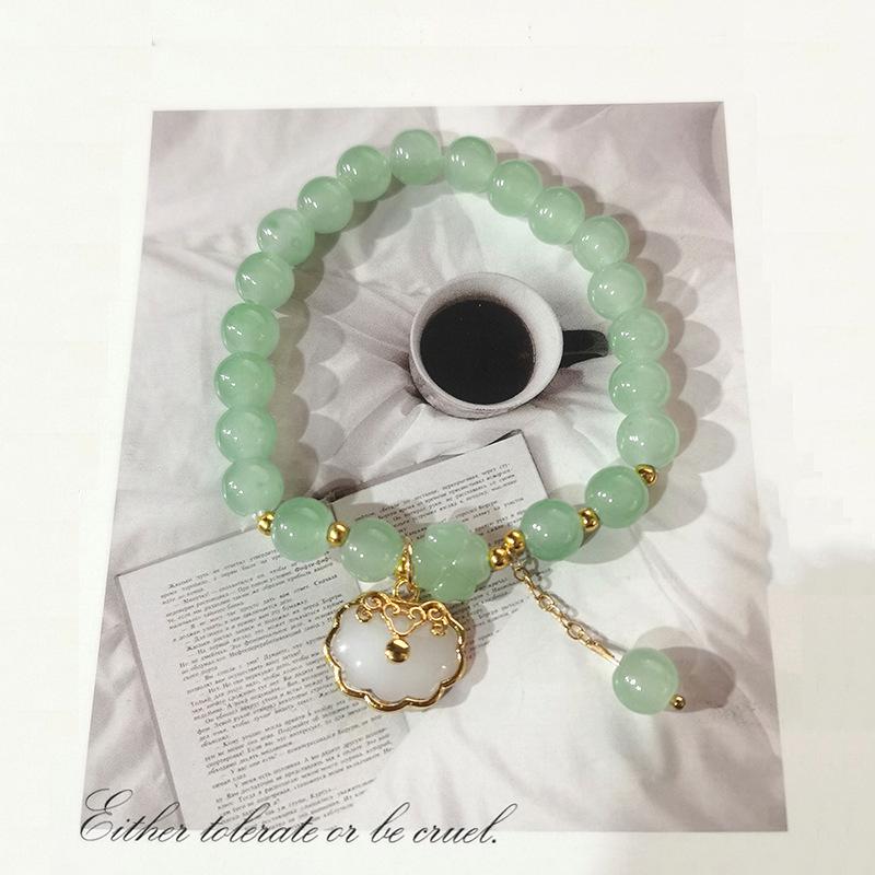 New Women's Mori Style Butterfly Glass Bracelet with Colorful Crackle Beads