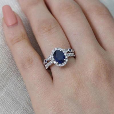Regalo di decorazione di gioielli da sposa per sposa in argento placcato con zaffiro finto da donna