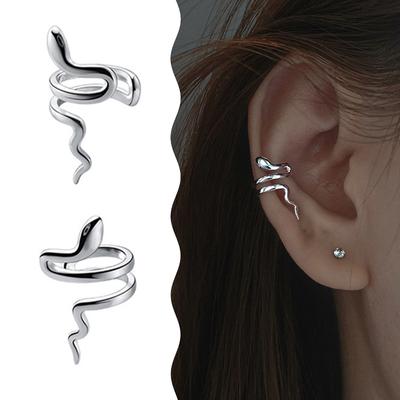 1 Pair Personality Punk Snake Σκουλαρίκια με κλιπ αυτιού για γυναίκες άντρες χωρίς τρύπημα χόνδρου Σκουλαρίκια με μανσέτα στο αυτί Εκλεκτά κοσμήματα δώρα
