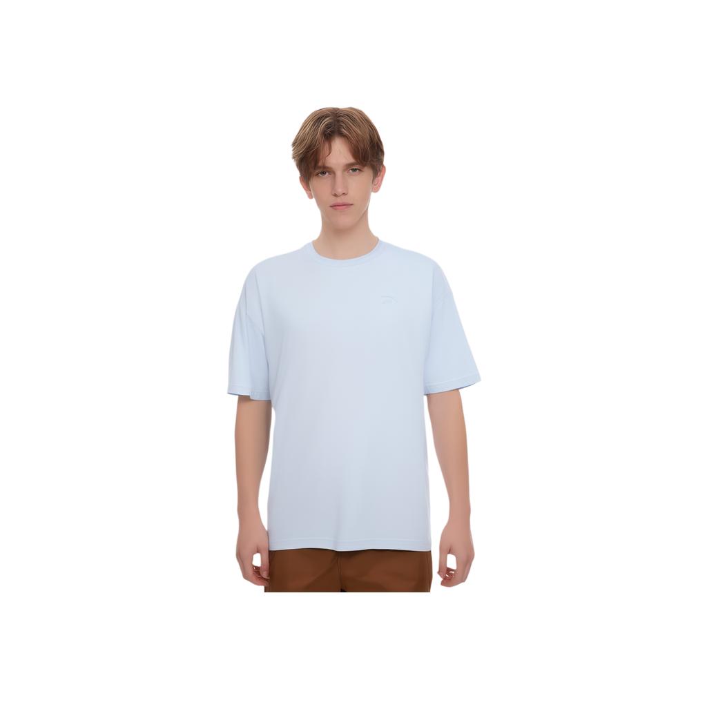Anta Comfortable Breathable Solid Color Round Neck Short Sleeve T-Shirt Men Tops Ceramic-Blue 972528125-9