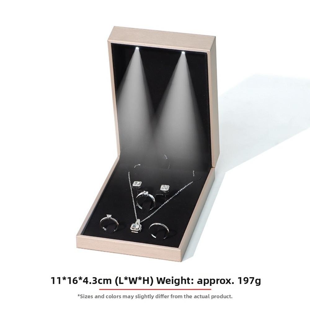 LED Light Jewelry Display Storage Box PU Leather Bracelet Ring Necklace Organizer  Wedding Gift