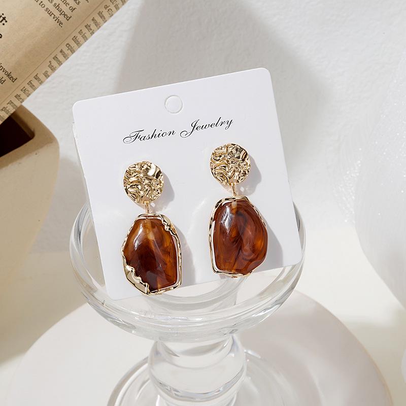 Silver Needle Three-Color Geometric Retro Earrings - Minimalist French Niche Style