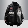 Womens Faux Leather Biker Jacket With Stand Collar Loose Fit Streetwear Outerwear