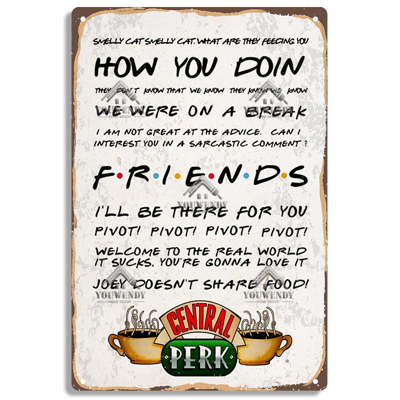 Central Perk Friends Kaffee, Vintage Metallblechschild, Dekorative Plakette, Retro Schild Cafe Küche Wohnzimmer Bar Poster, UW83