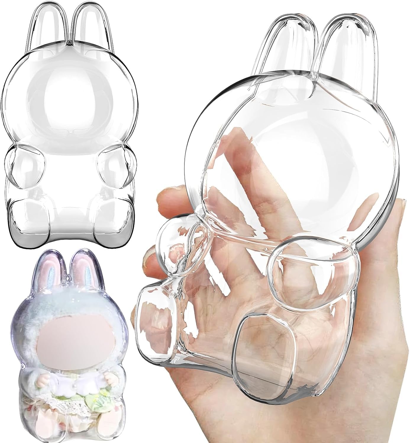 

ENBRUO Sitting Position Transparent Toy Protector, 8cm x 15.5cm, Made of PB Material, Stain-resistant, Dustproof, Shock-absorbing, Easy to Carry with