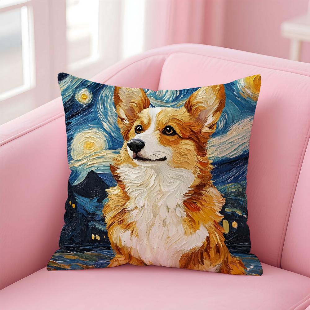 CUTE Golden Retriever Cushion Cover Pillow Case Soft Friendly Fabric Concealed Zipper