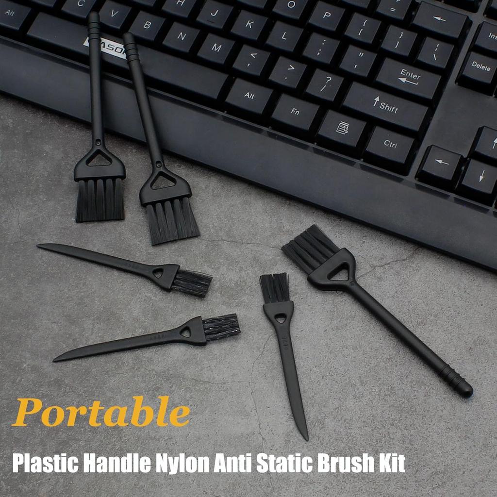 Keyboard Cleaning Brush, 6 Pcs Plastic Handle Nylon Anti Static Brush Kit Fit for Computer Keyboard, Laptop, Phone, Car Interior Detailing Cleaning