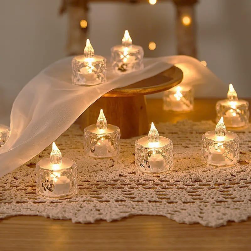 12 LED Candle Lights, Translucent, Christmas Decoration, Soothing Warm Light, Unscented, Flameless, Night Light, Sleep Aid, Stylish, Popular, Perfect