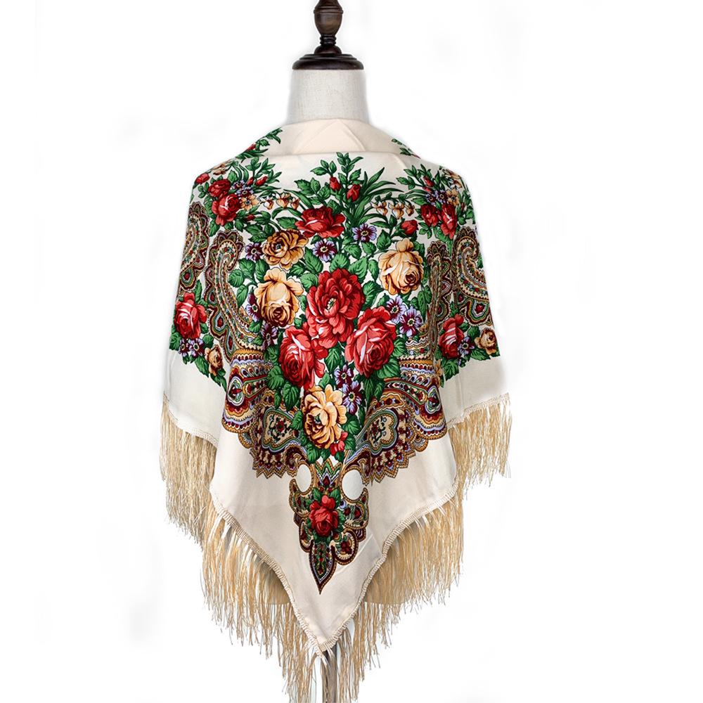 Bohemian Ethnic Tassel Floral Scarf - Year-Round Versatile Wrap