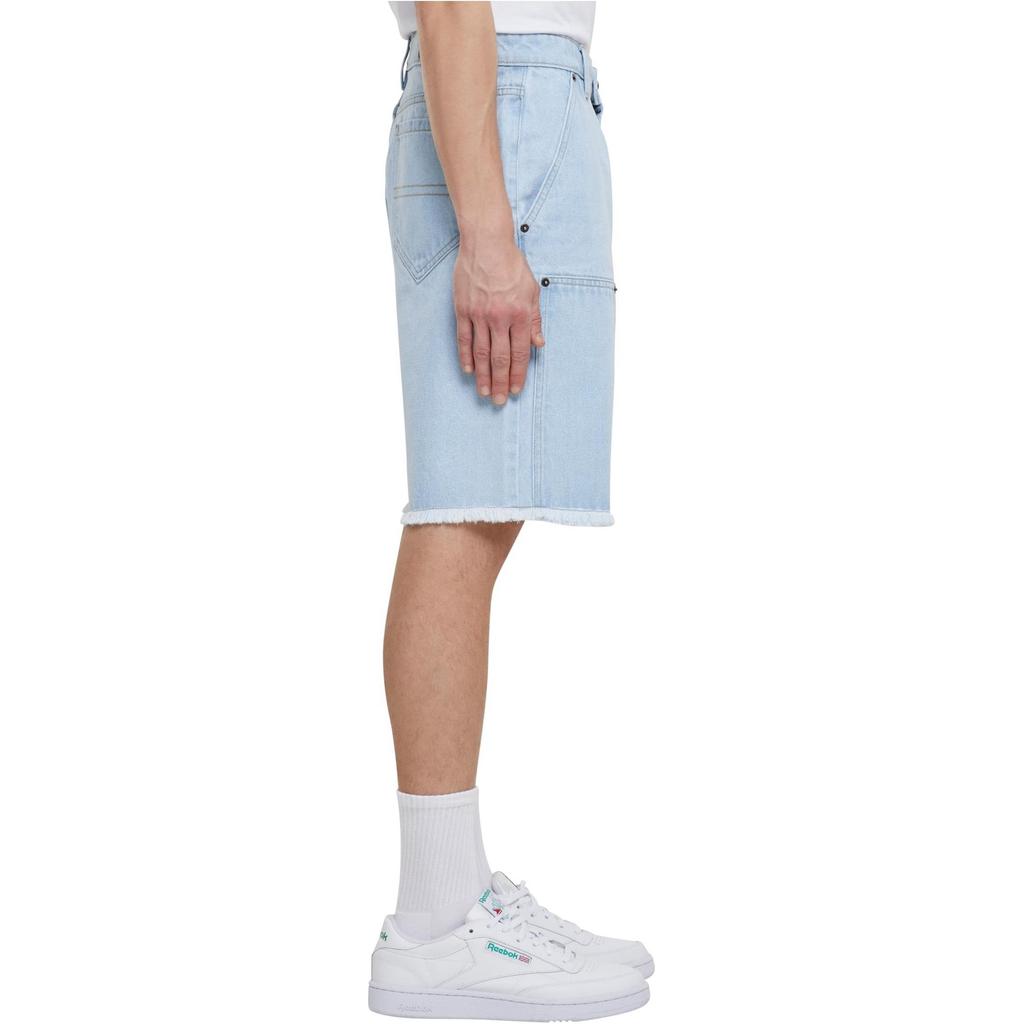 Urban Classics Mens Denim Knee Length Open Edge Shorts