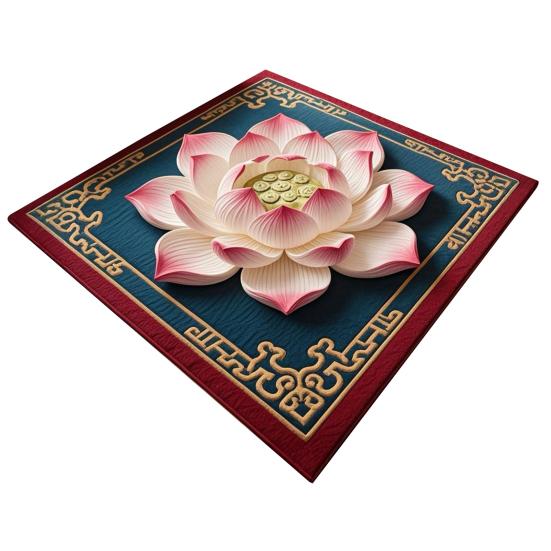 Yousheng Lotus Area Rug Non-slip Washable Flower Indoor Floor Mat Chinese Style Lotus Carpet Living Room Bedroom Office Home Decoration