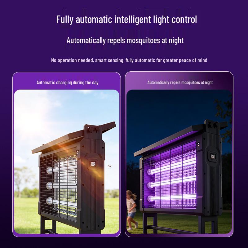Large Solar Mosquito Killer Lamp: Rainproof Outdoor Model for Parks, Hospitals, and Schools - Attracts and Eliminates Mosquitoes and Flies.
